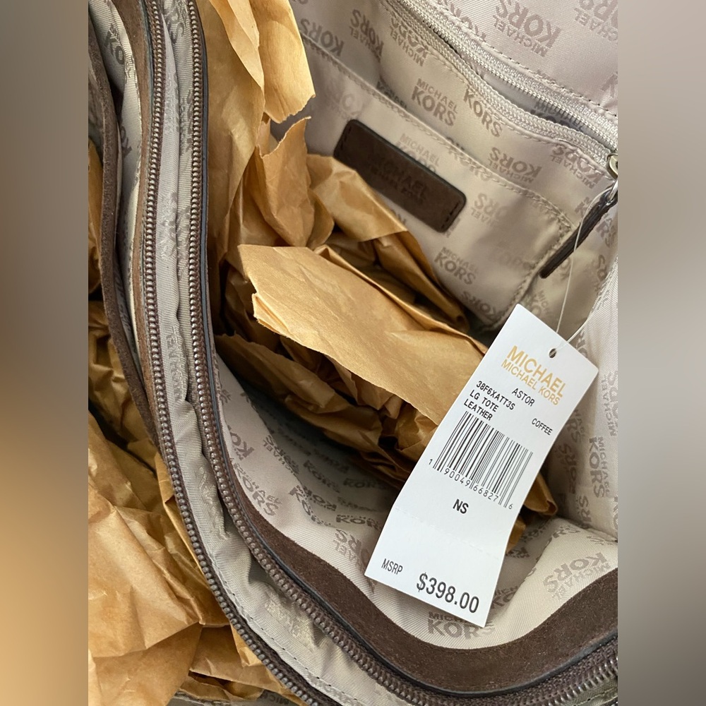 Brown suede leather tote. Never used. - Picture 3 of 3